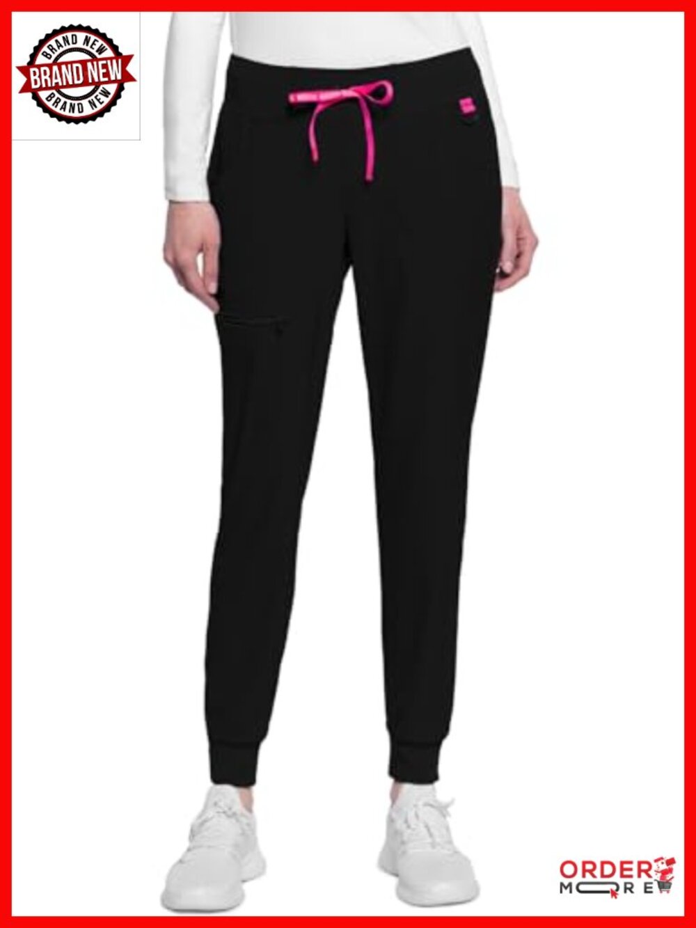 Women's Medical Scrub Jogger Pants Drawstring Mid Rise 5 Pockets